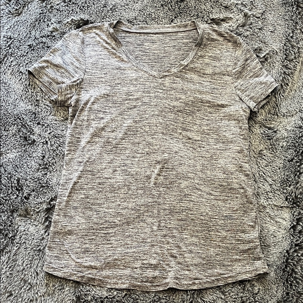 Gray V-Neck Women's Top